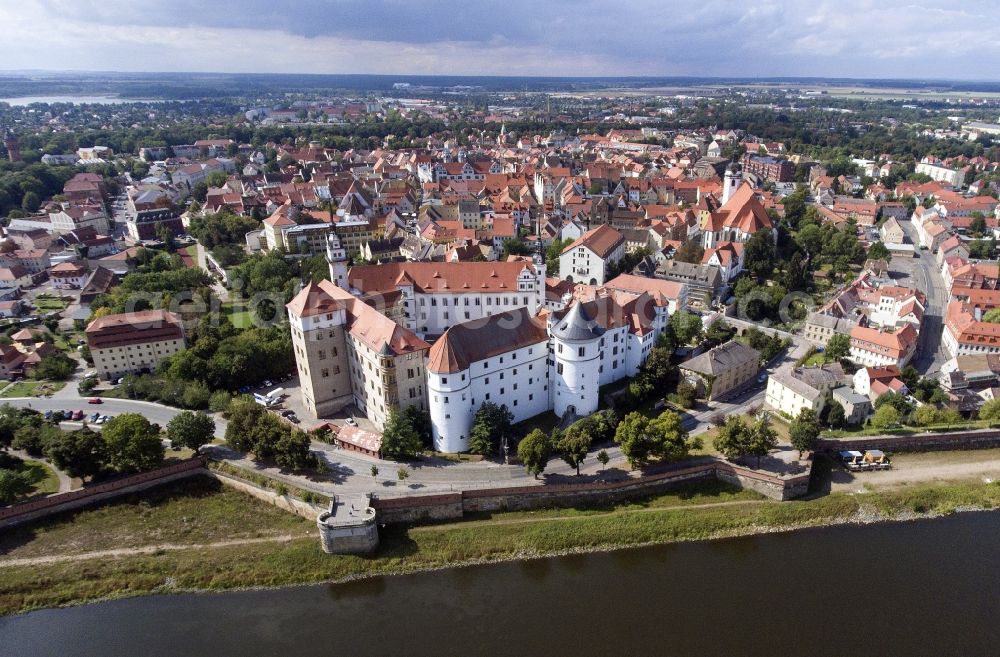 Aerial image Torgau - Castle Hartenfels in Torgau in the state Saxony, Germany