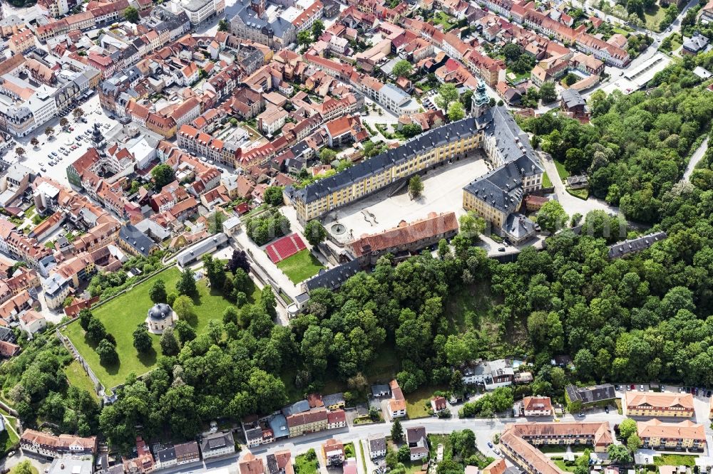 Rudolstadt from above - Heidecksburg, the former residence of the princes of Schwarzburg in the center of Rudolstadt in Thuringia