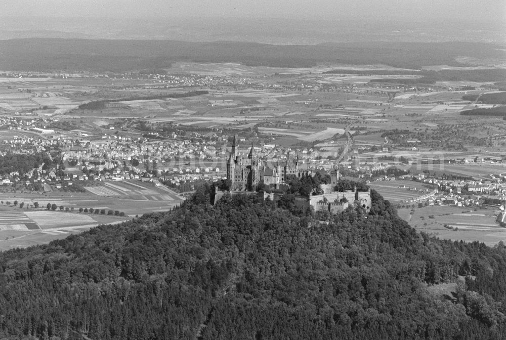 Bisingen from above - Castle of Schloss Hohenzollern in Bisingen in the state Baden-Wuerttemberg, Germany