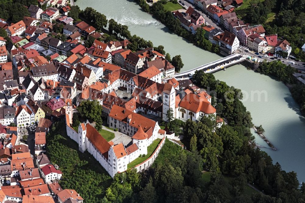 Aerial image Füssen - Old Town area and city center in Fuessen in the state Bavaria, Germany