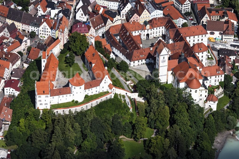 Aerial photograph Füssen - Old Town area and city center in Fuessen in the state Bavaria, Germany