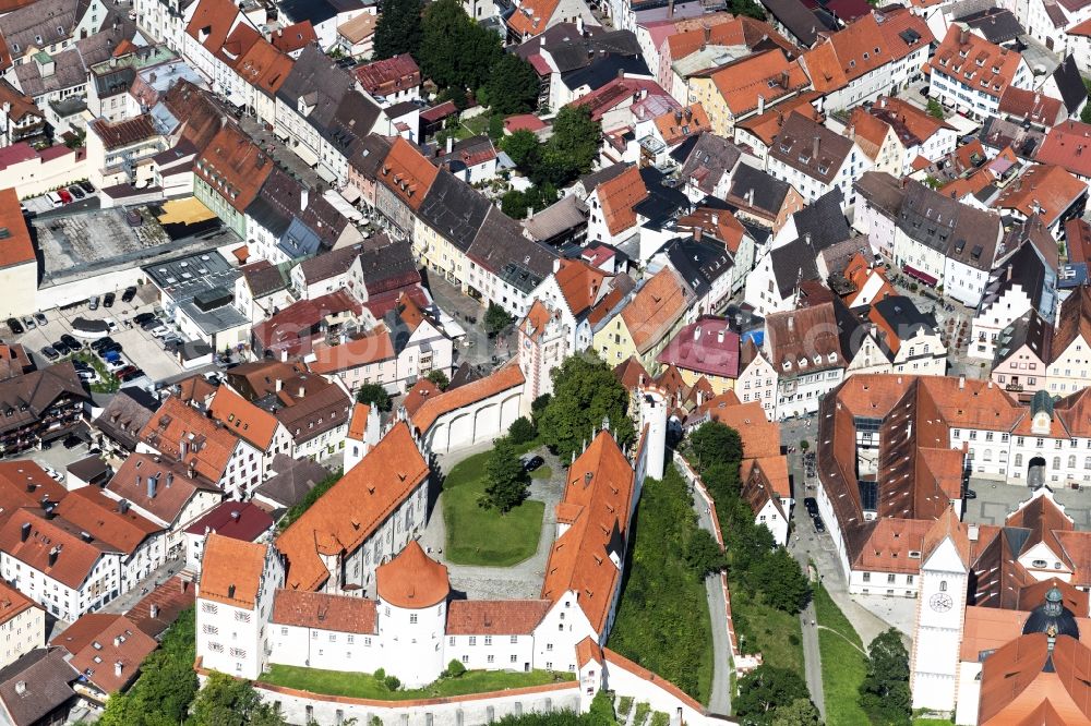 Füssen from the bird's eye view: Old Town area and city center in Fuessen in the state Bavaria, Germany
