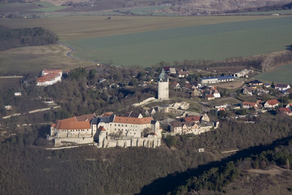 Freyburg Unstrut from above - Neuenburg castle and the keep Dicker Wilhelm Unstrut at Freyburg in Saxony-Anhalt