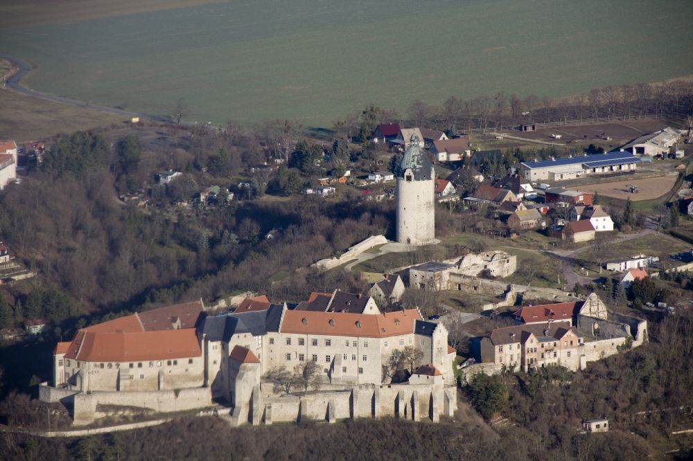 Aerial image Freyburg Unstrut - Neuenburg castle and the keep Dicker Wilhelm Unstrut at Freyburg in Saxony-Anhalt