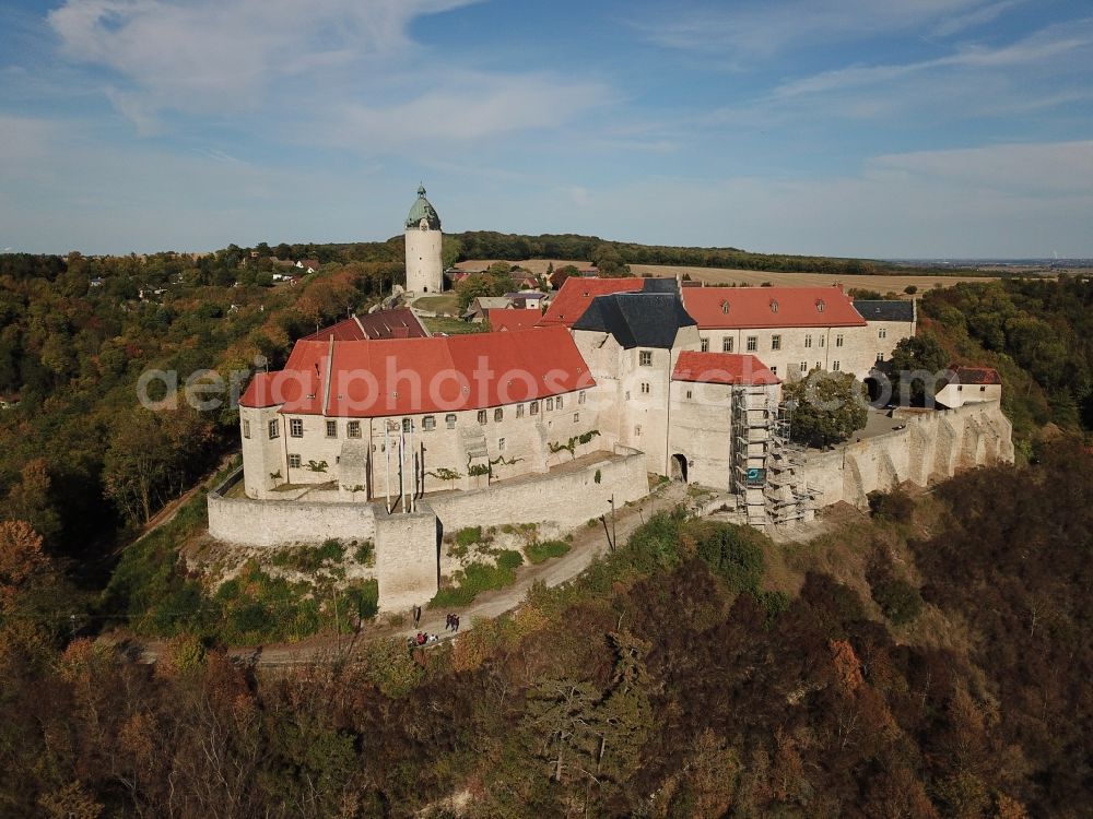 Aerial image Freyburg (Unstrut) - Neuenburg castle and the keep Dicker Wilhelm Unstrut at Freyburg in Saxony-Anhalt