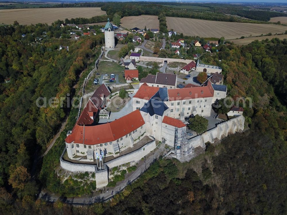 Freyburg (Unstrut) from above - Neuenburg castle and the keep Dicker Wilhelm Unstrut at Freyburg in Saxony-Anhalt