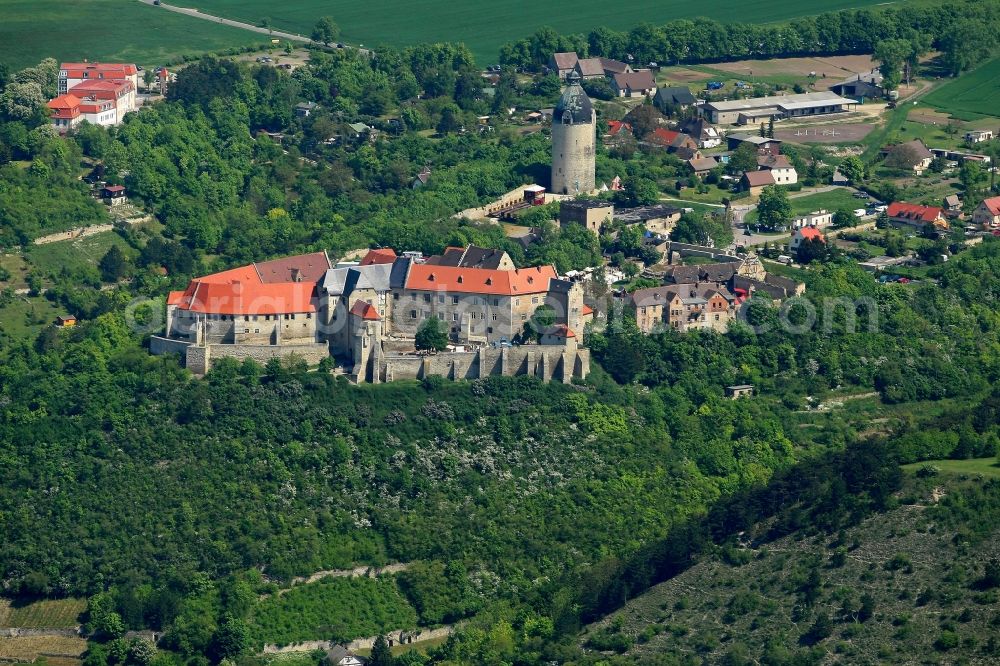 Freyburg (Unstrut) from above - Neuenburg castle and the keep Dicker Wilhelm Unstrut at Freyburg in Saxony-Anhalt