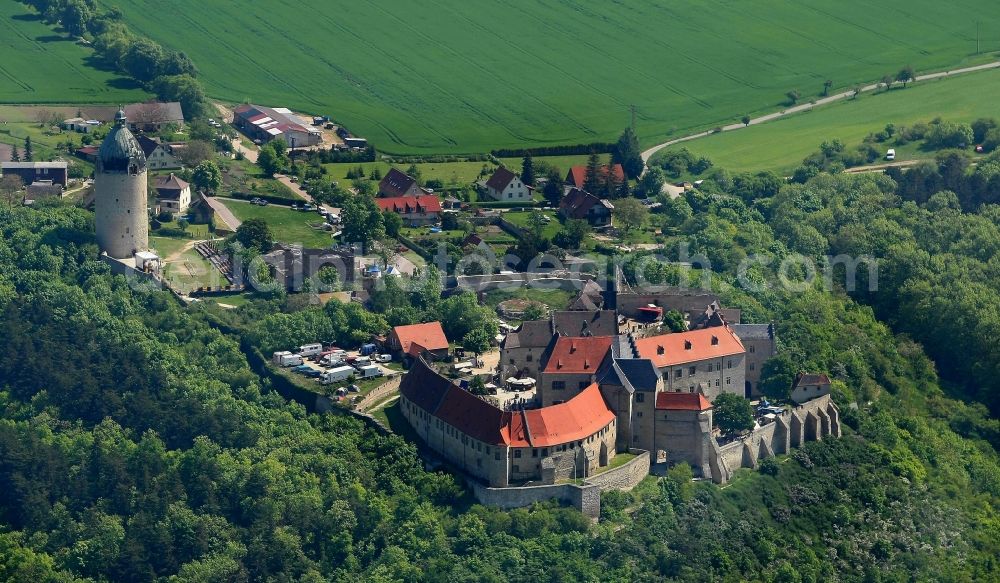 Freyburg (Unstrut) from the bird's eye view: Neuenburg castle and the keep Dicker Wilhelm Unstrut at Freyburg in Saxony-Anhalt