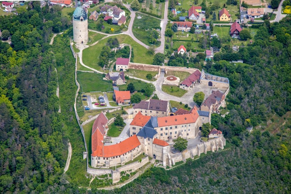 Aerial image Freyburg (Unstrut) - Neuenburg castle and the keep Dicker Wilhelm Unstrut in the state Saxony-Anhalt, Germany