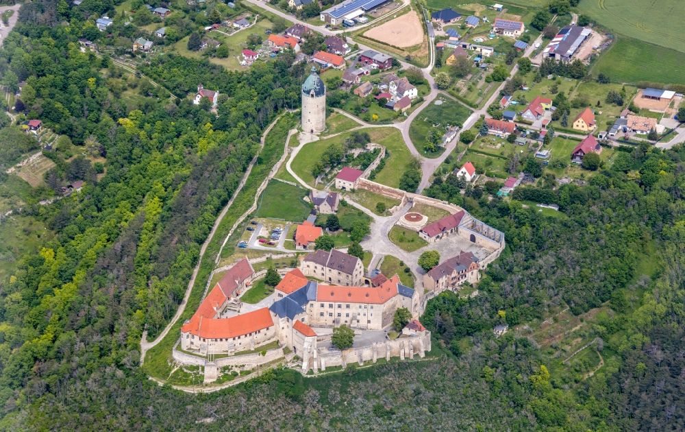Aerial photograph Freyburg (Unstrut) - Neuenburg castle and the keep Dicker Wilhelm Unstrut in the state Saxony-Anhalt, Germany