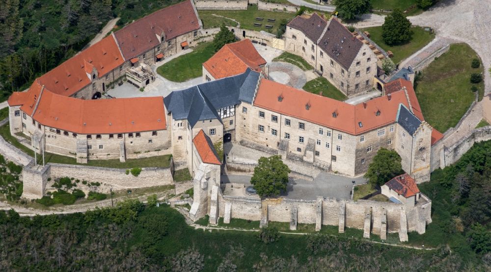 Freyburg (Unstrut) from above - Neuenburg castle and the keep Dicker Wilhelm Unstrut in the state Saxony-Anhalt, Germany