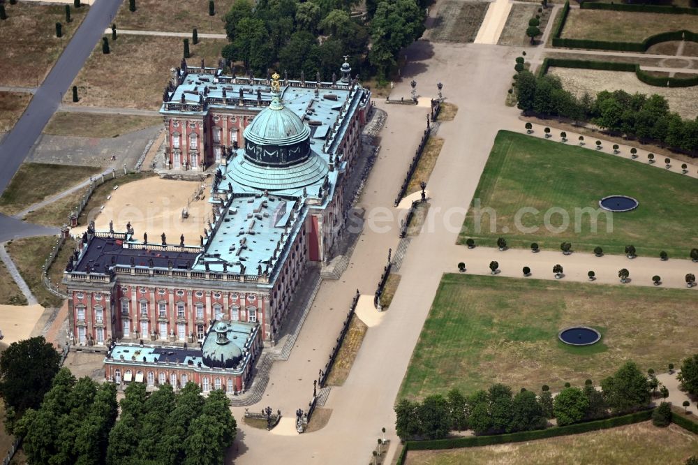 Aerial photograph Potsdam - Building complex in the park of the castle Neues Palais in Potsdam in the state Brandenburg, Germany