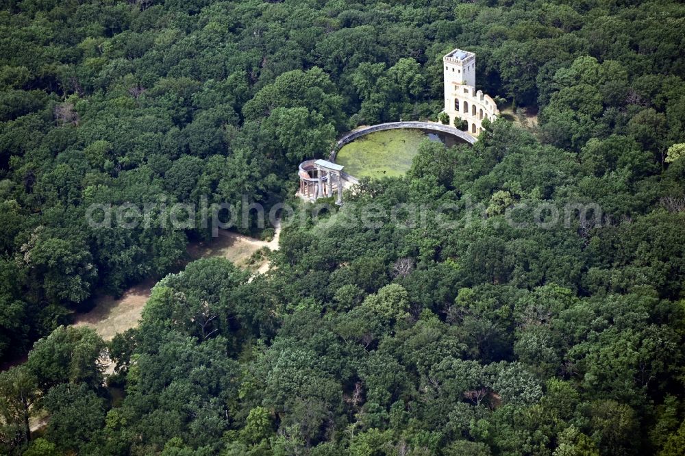 Aerial image Potsdam - Building complex in the park of the castle Normannischer Turm on Ruinenberg in Potsdam in the state Brandenburg, Germany