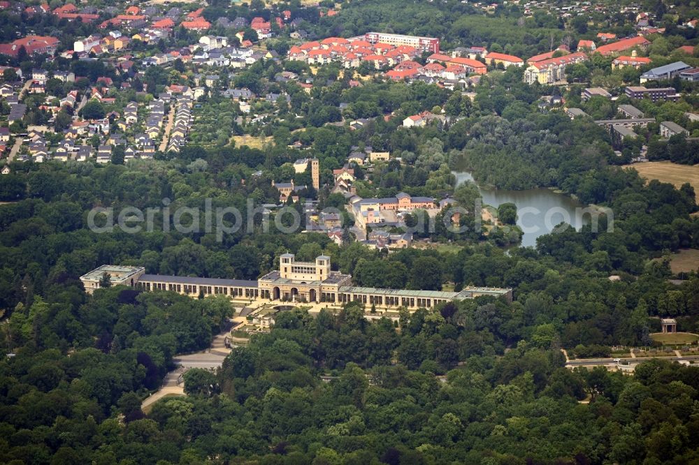 Potsdam from the bird's eye view: Building complex in the park of the castle Orangerie in Potsdam in the state Brandenburg, Germany
