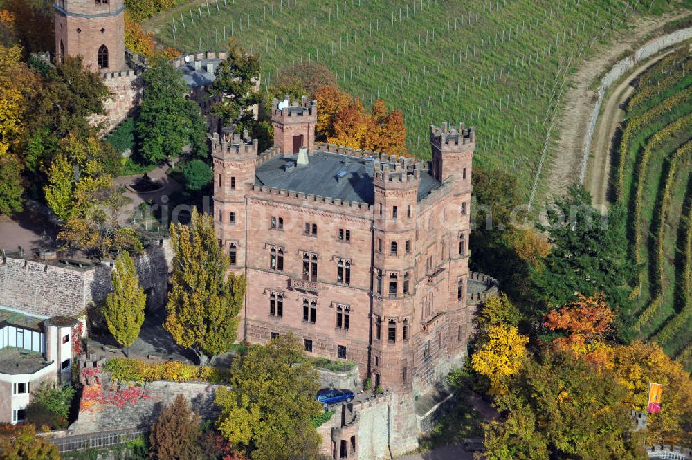 Aerial photograph Ortenberg - Das Schloß Ortenberg ist das Wahrzeichen der Ortenau. Es liegt auf einem Weinberg. The castle Ortenberg is the emblem of the region Ortenau. It is located in a vineyard.