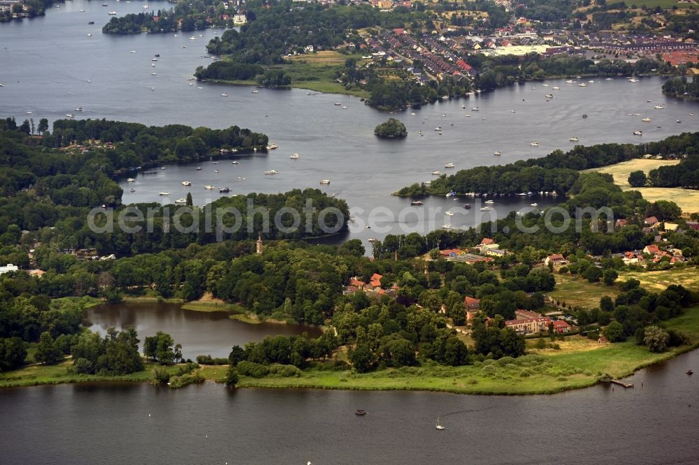 Aerial image Werder (Havel) - Building complex in the park of the castle Petzow in the district Petzow in Werder (Havel) in the state Brandenburg, Germany