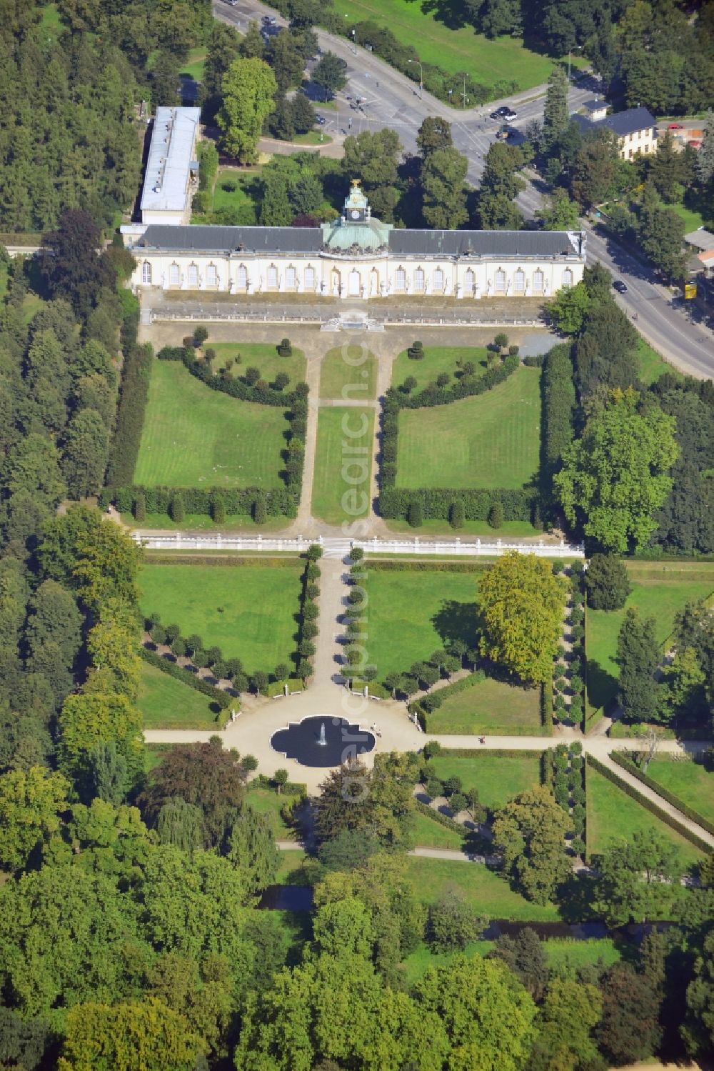 Potsdam from above - Castle Sanssouci in Potsdam in Brandenburg