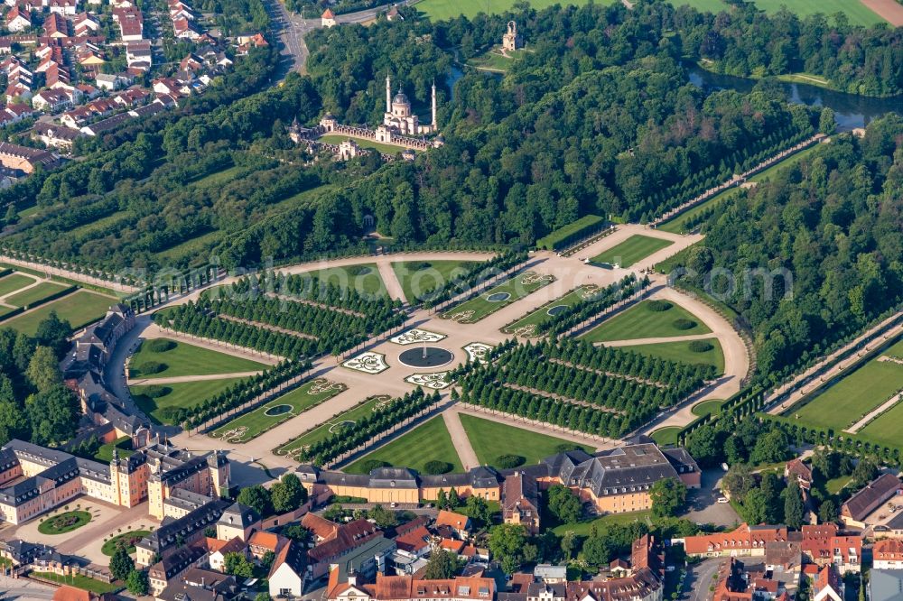 Aerial image Schwetzingen - Schwetzingen Castle and the French baroque garden in Schwetzingen in the state of Baden-Wuerttemberg