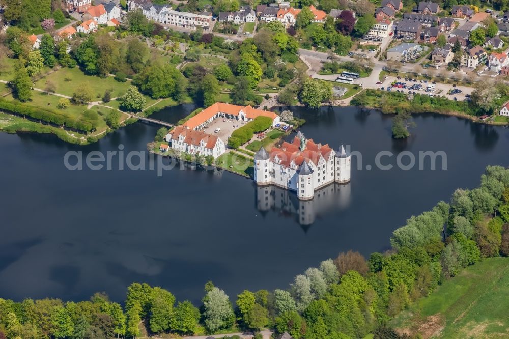 Glücksburg from above - Castle lake with moated castle in Gluecksburg in Schleswig-Holstein, Germany