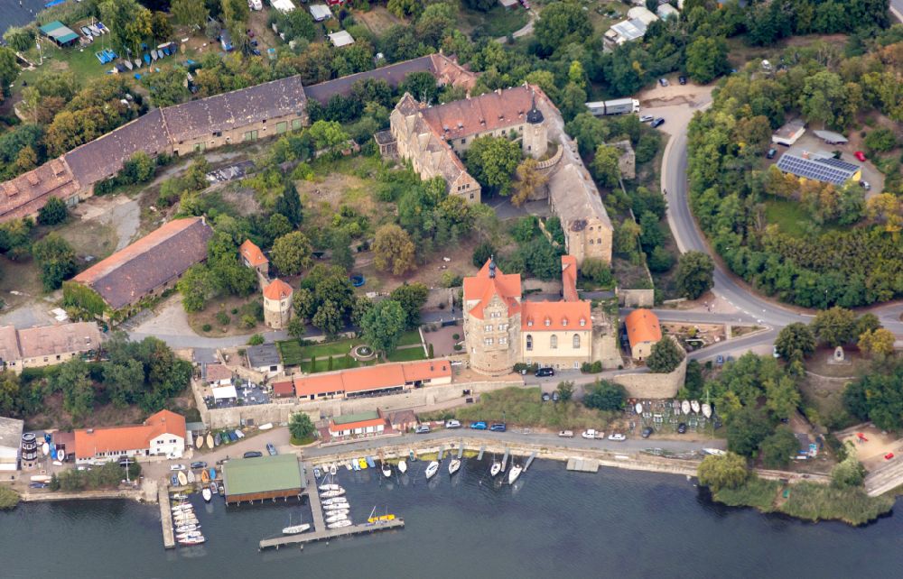 Aerial photograph Seegebiet Mansfelder Land - Seeburg Castle on Sweet Lake in the state of Saxony-Anhalt