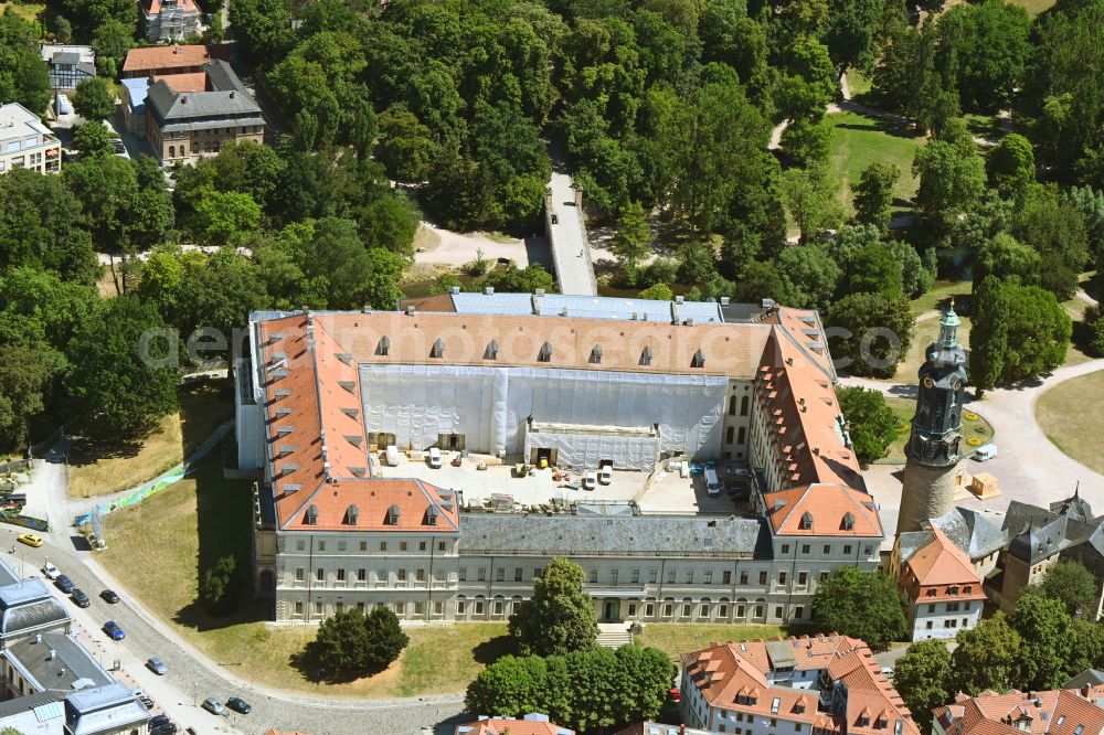 Aerial image Weimar - Palace Stadtschloss Weimar on Burgplatz in Weimar in the state Thuringia, Germany