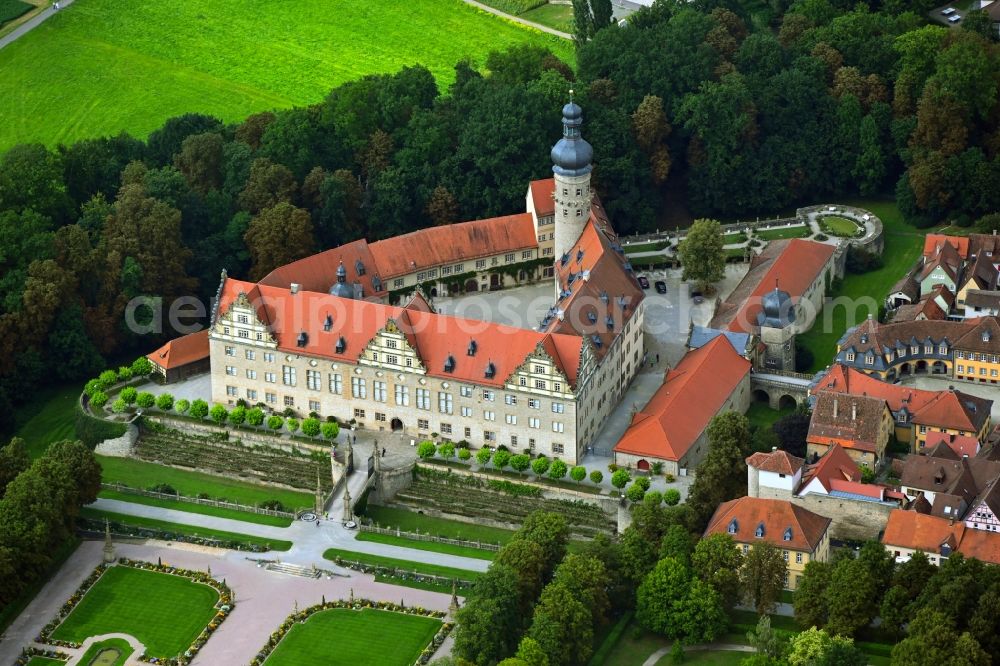 Aerial photograph Weikersheim - Building complex in the park of the castle Weikersheim in Weikersheim in the state Baden-Wuerttemberg, Germany