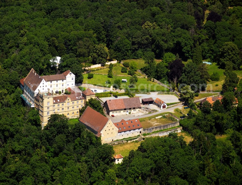 Aerial image Starzach - Castle Weitenburg in the Neckar Valley in Starzach in the state of Baden-Württemberg. In 1062 there was a fortress located on the site which was built by the princely lords of Weitingen. During the following centuries the fortress was redesigned as a castle. Today, the castle is also used as a hotel