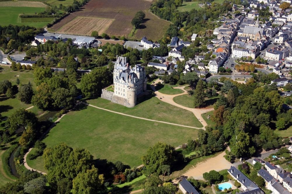 Aerial photograph Brissac Quince - Building complex in the park of the castle Chateau de Brissac in Brissac Quince in Pays de la Loire, France