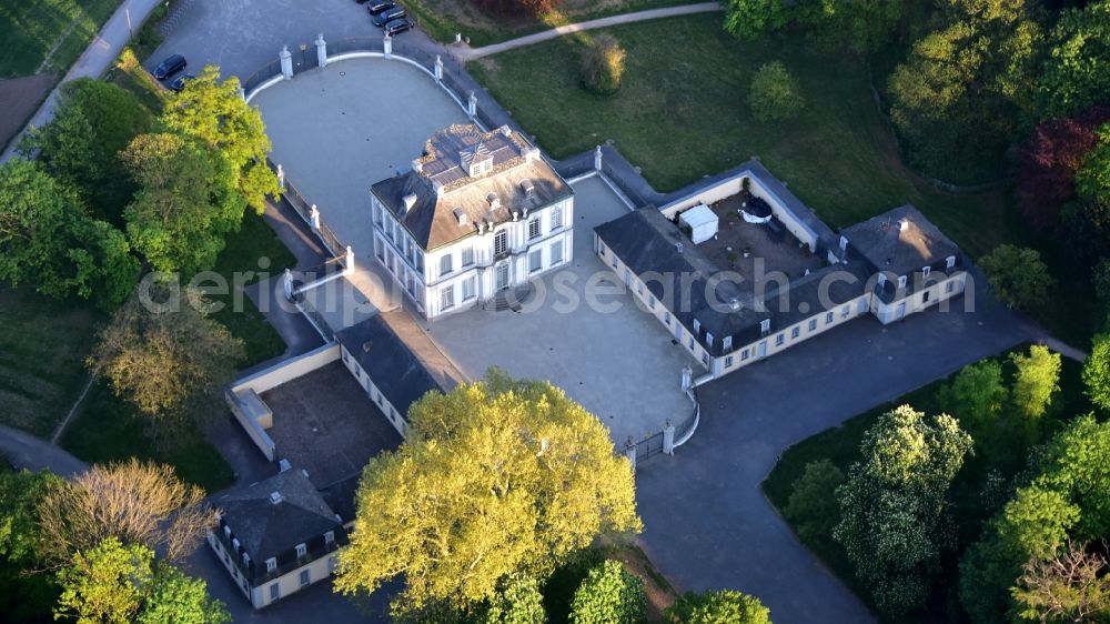 Aerial image Brühl - Castle Park and Castle Falkenstein Castle in Bruehl, in North Rhine-Westphalia. The castle is one of the most important buildings of the Baroque and Rococo in Germany and is registered with the Castle Park in the list of UNESCO World Heritage Sites
