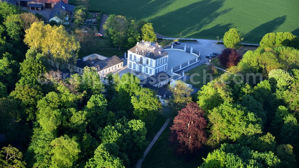 Aerial photograph Brühl - Castle Park and Castle Falkenstein Castle in Bruehl, in North Rhine-Westphalia. The castle is one of the most important buildings of the Baroque and Rococo in Germany and is registered with the Castle Park in the list of UNESCO World Heritage Sites