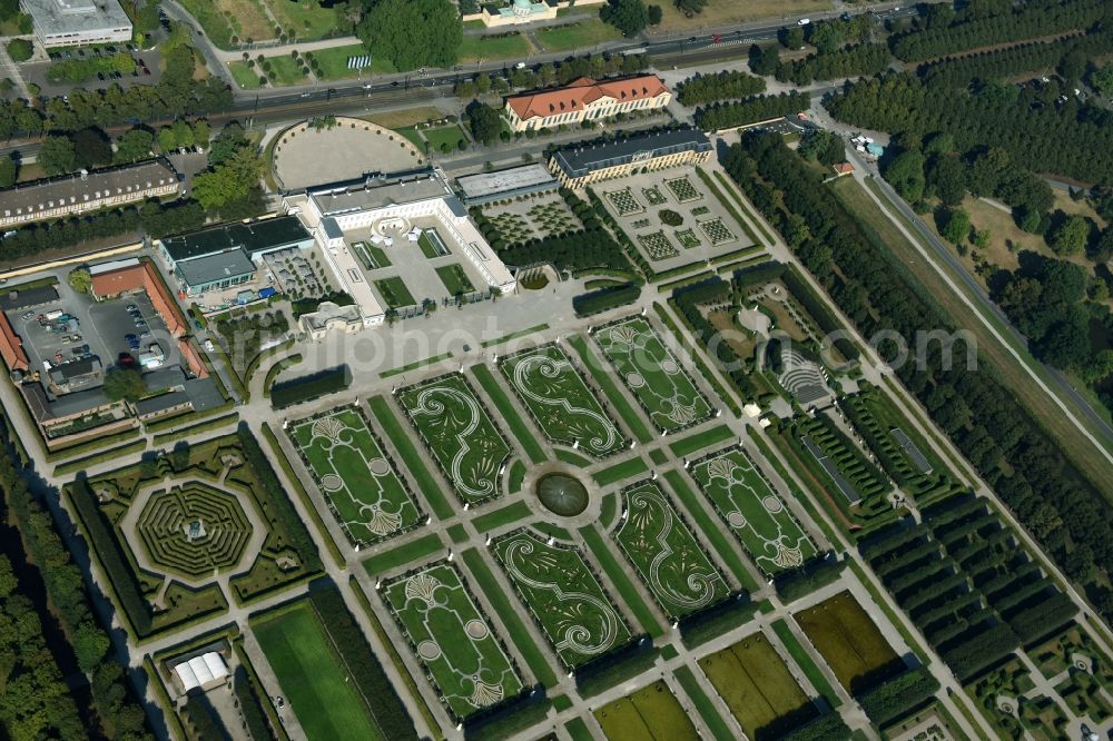 Aerial image Hannover - Building complex in the park of the castle Herrenhausen Alte Herrenhaeuser Strasse in Hannover in the state Lower Saxony