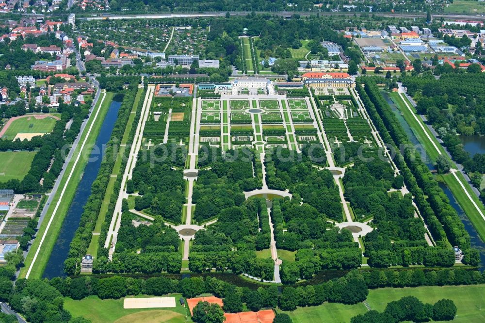 Aerial photograph Hannover - Building complex in the park of the castle Herrenhausen Alte Herrenhaeuser Strasse in Hannover in the state Lower Saxony