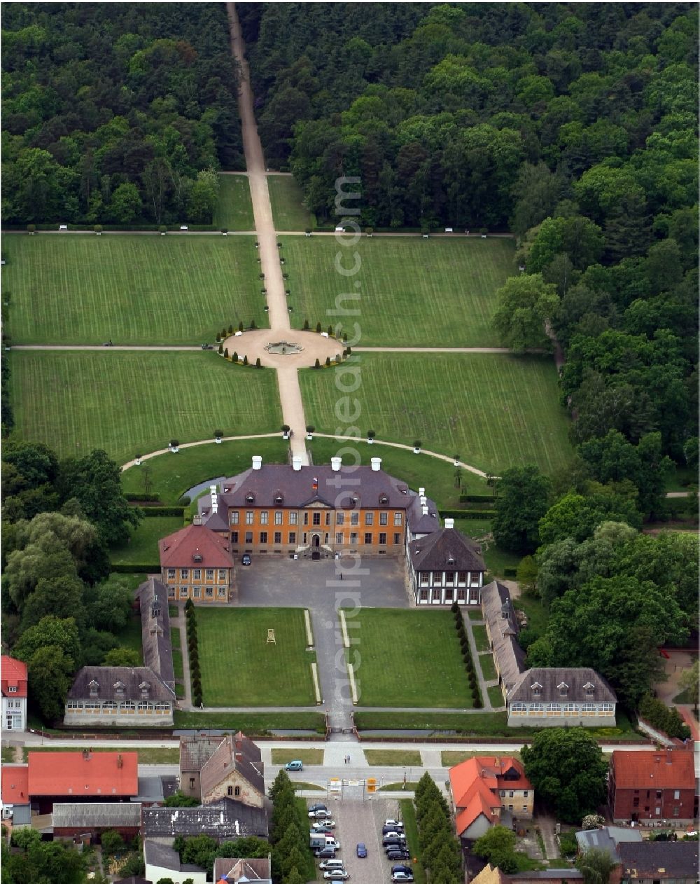 Aerial image Oranienbaum - Castle park at Oranienbaum Palace in Oranienbaum-Woerlitz in Saxony-Anhalt