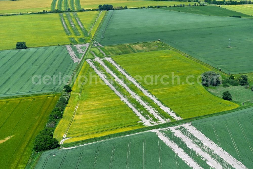 Aerial photograph Möringen - Route of the underground gas pipes and power line route in Moeringen in the state Saxony-Anhalt, Germany