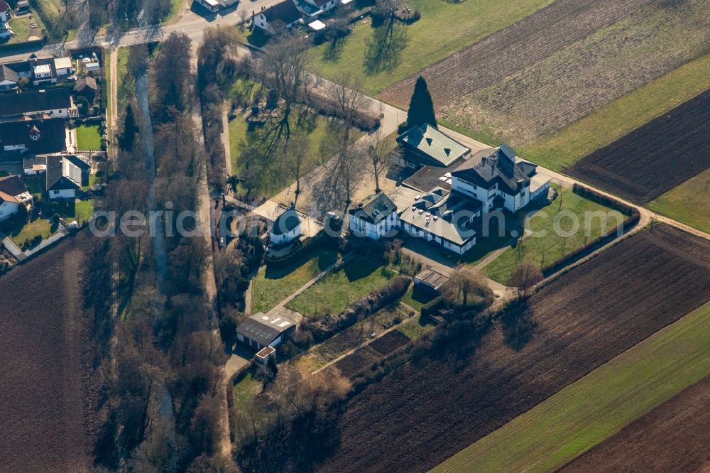 Aerial image Herxheim bei Landau (Pfalz) - Chapel Schoenstattkapelle, Schoenstattcentre Marienpfalz and playground in Herxheim bei Landau (Pfalz) in the state Rhineland-Palatinate, Germany