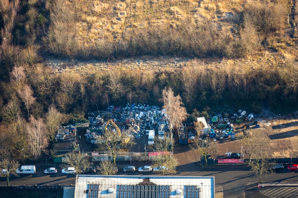 Bochum from the bird's eye view: Scrap yard in the Ruppel street in the district of Hofstede in Bochum in the federal state North Rhine-Westphalia