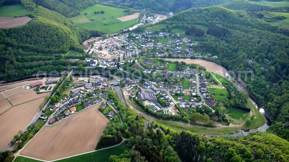 Aerial image Schuld - Schuld (Ahr), almost a year after the flood disaster in the state Rhineland-Palatinate, Germany