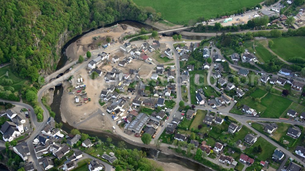 Aerial image Schuld - Schuld (Ahr), almost a year after the flood disaster in the state Rhineland-Palatinate, Germany