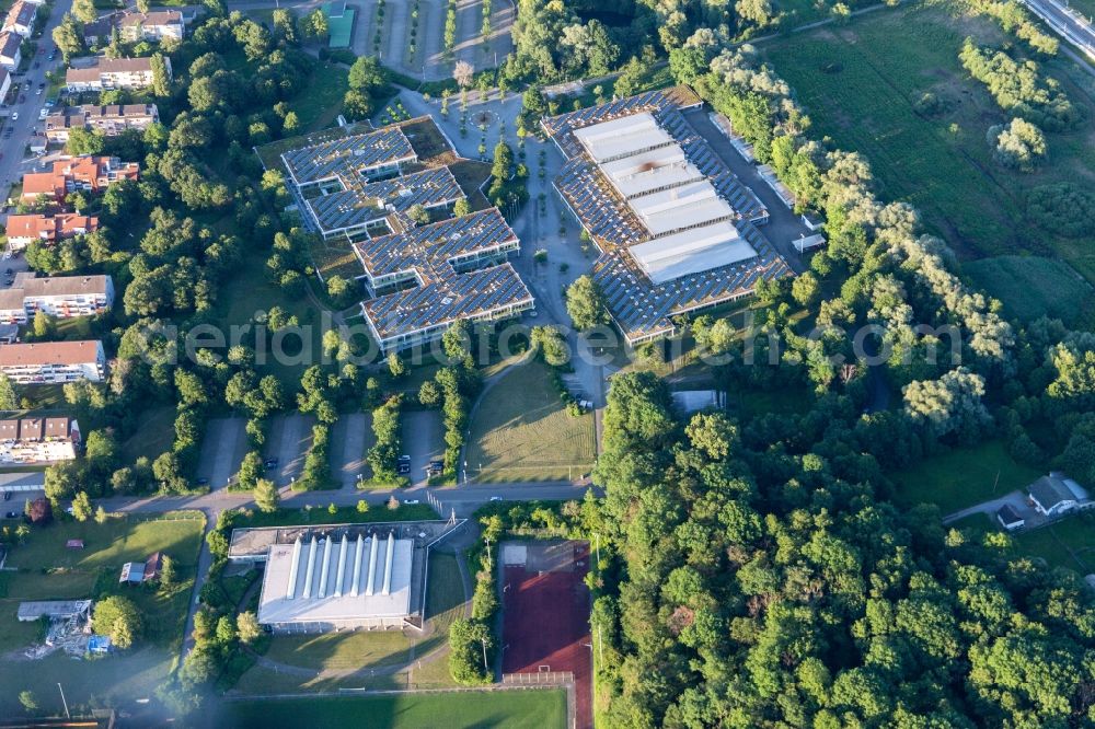 Aerial image Bruchsal - School building of the Balthasar-Neumann-Schule in the district Untergrombach in Bruchsal in the state Baden-Wurttemberg, Germany