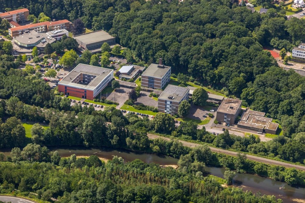 Aerial photograph Arnsberg - School building of the Berufskolleg Berliner Platz in Arnsberg in the state North Rhine-Westphalia, Germany