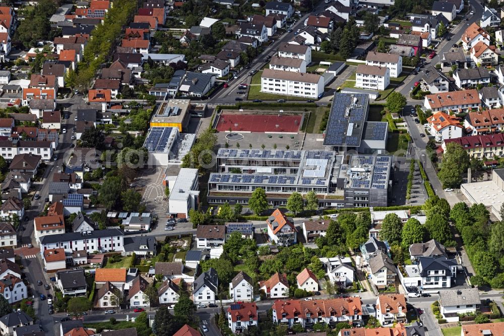 Aerial photograph Rodgau - School building of the Carl-Orff-Schule and of Georg-Buechner-Gesamtschule in Rodgau in the state Hesse, Germany