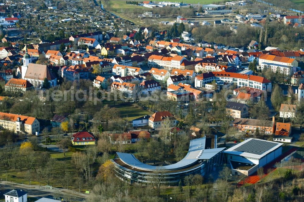 Hoyerswerda from the bird's eye view: School building of the Christliche Schule Johanneum in Hoyerswerda in the state Saxony, Germany