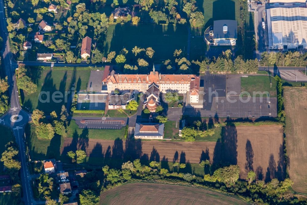 Aerial image Phalsbourg - School building of the College Saint Antoine in Phalsbourg in Grand Est, France