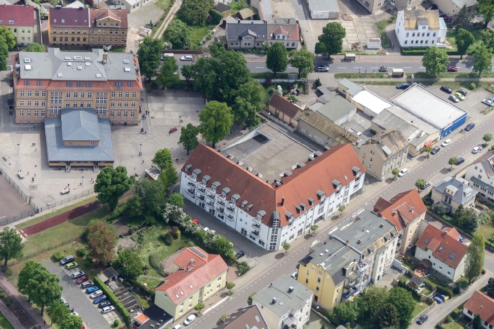 Delitzsch from above - School building of the Diesterweg primery school in Delitzsch in the state Saxony