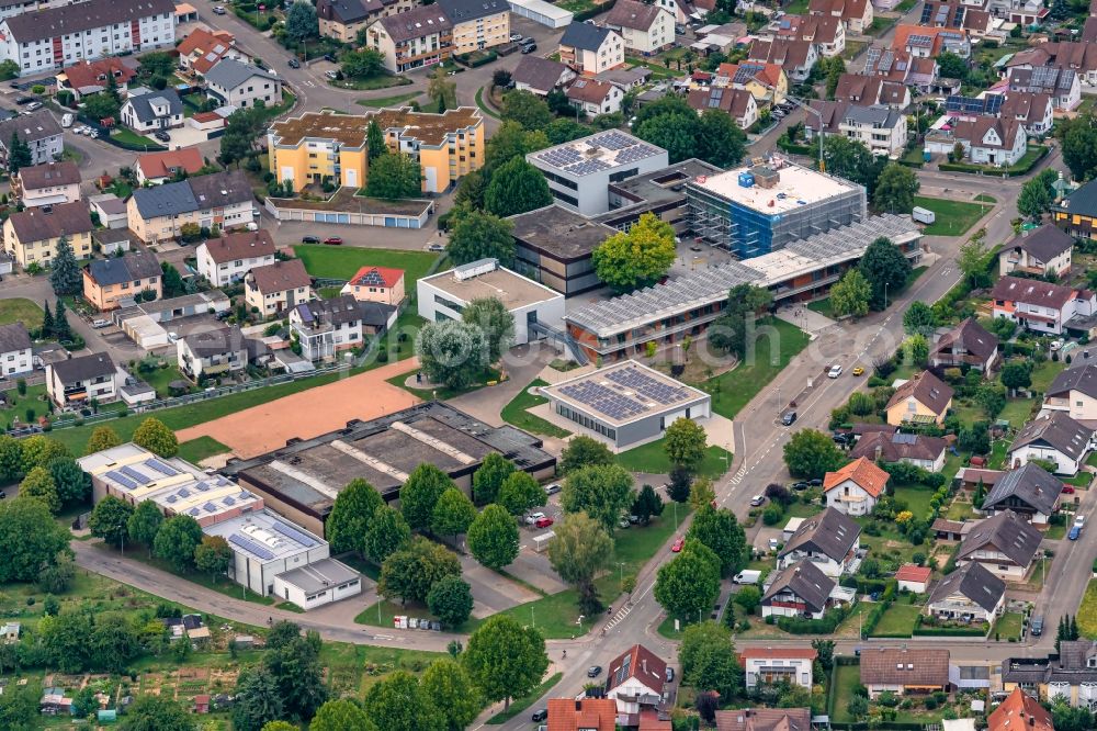 Aerial photograph Herbolzheim - School building of the Emil Doerle and Breisgau Halle in Herbolzheim in the state Baden-Wurttemberg, Germany