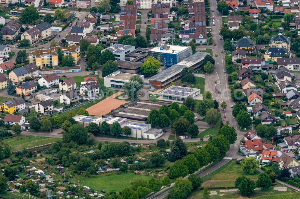 Herbolzheim from the bird's eye view: School building of the Emil Doerle and Breisgau Halle in Herbolzheim in the state Baden-Wurttemberg, Germany