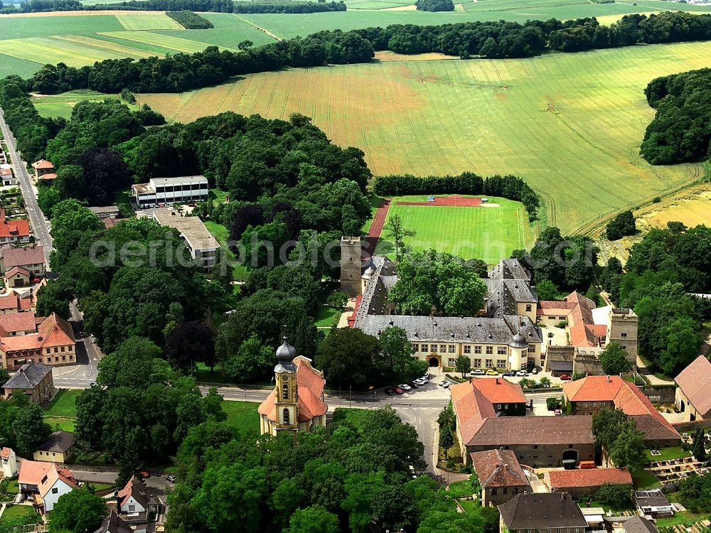 Aerial photograph Gaibach - School building of the Franconia country school home in the castle Gaibach in Lower Franconia in the state Bavaria, Germany