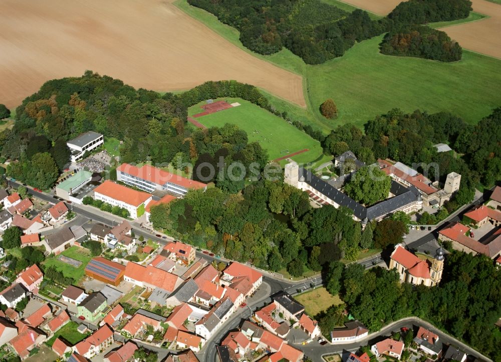 Gaibach from above - School building of the Franconia country school home in the castle Gaibach in Lower Franconia in the state Bavaria, Germany
