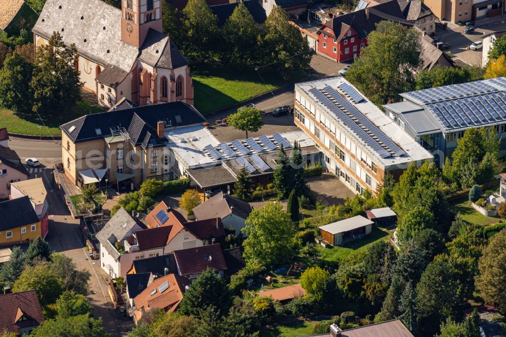 Kippenheim from above - School building of the Grund and Hauptschule in Kippenheim in the state Baden-Wuerttemberg, Germany