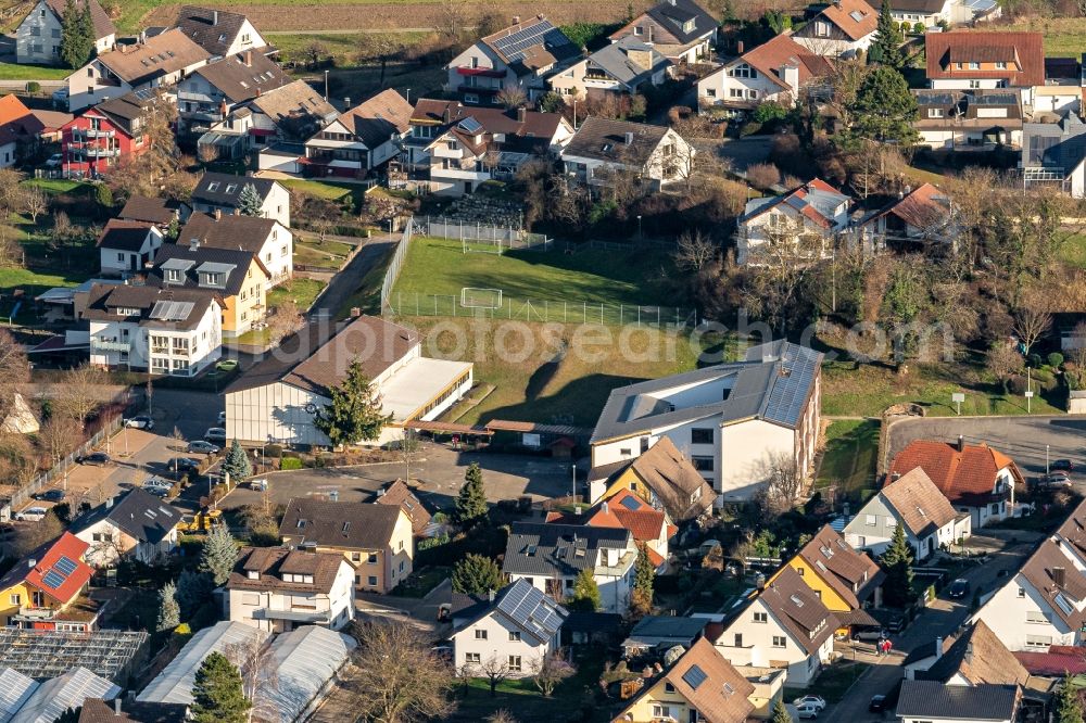 Altdorf from above - School building of the Grandschule and Festhalle in Altdorf in the state Baden-Wurttemberg, Germany